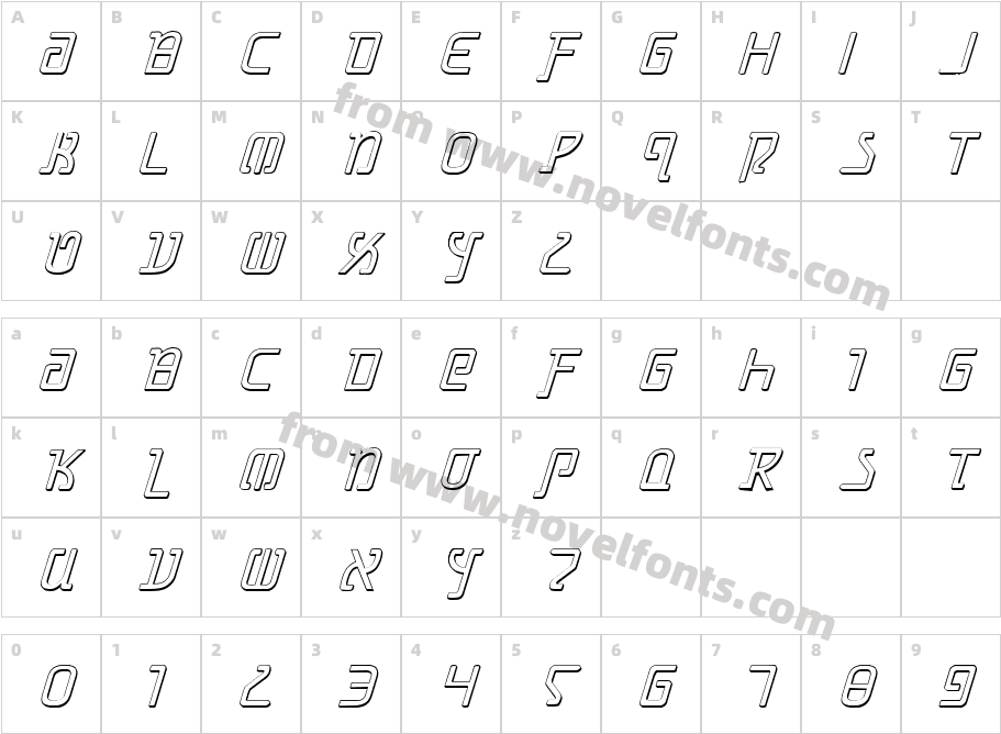 Grimlord Shadow ItalicCharacter Map