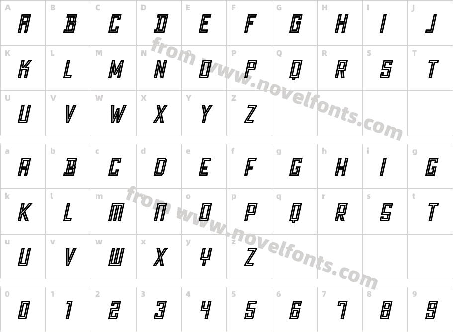 Grizzly Bear10 Shadow Inline ItalicCharacter Map