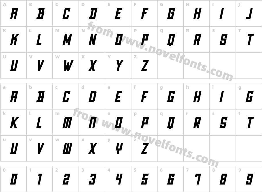 Grizzly Bear12 Shadow Fill ItalicCharacter Map