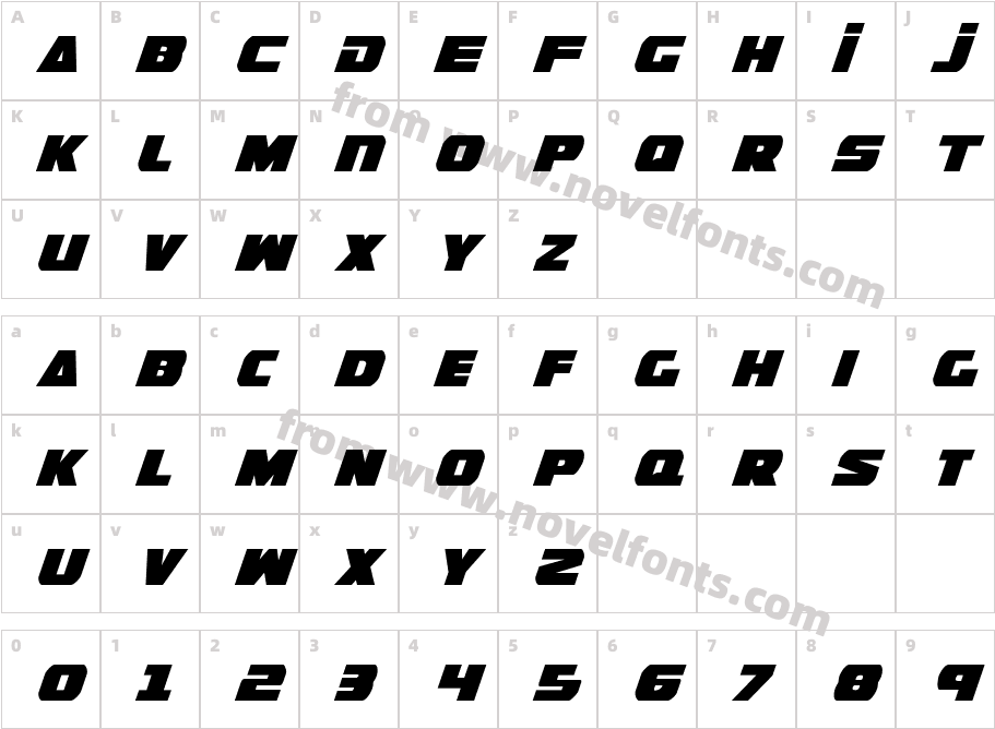 Guardian Condensed ItalicCharacter Map