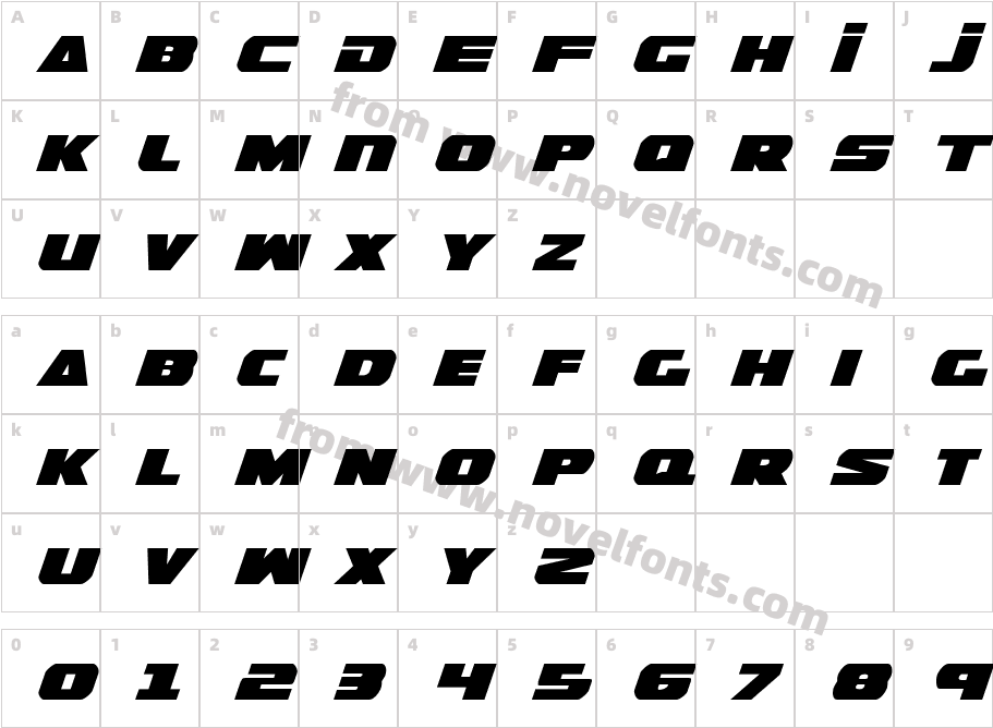 Guardian Expanded ItalicCharacter Map