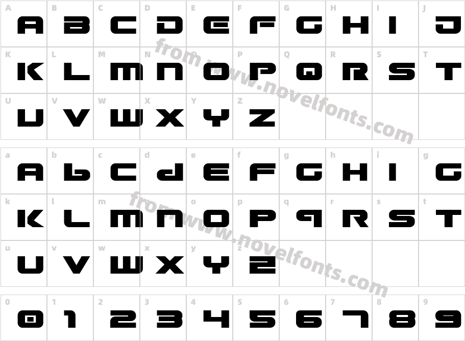 Gunship BoldCharacter Map