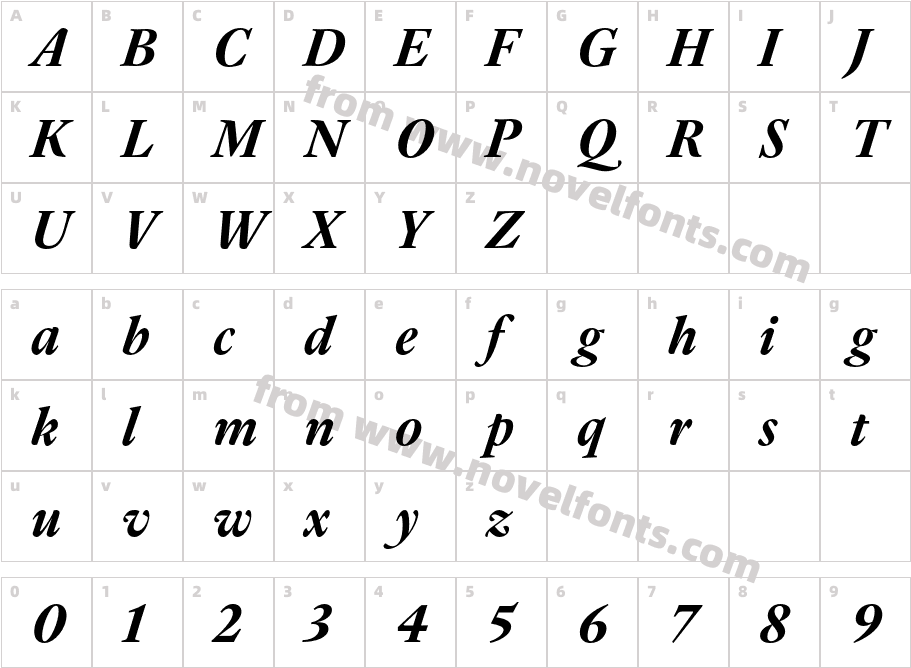 Guyot Headline Semibold ItalicCharacter Map