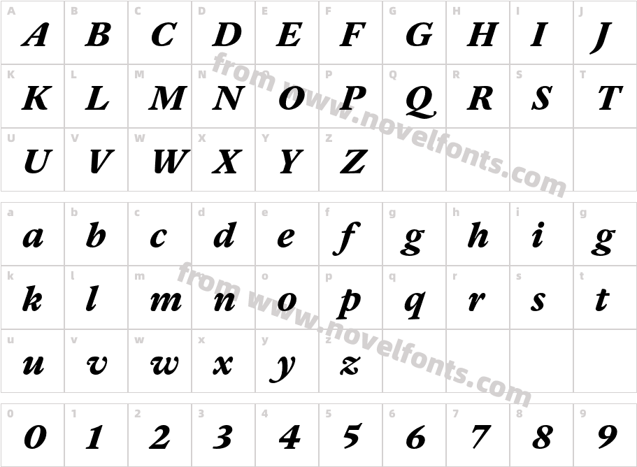 Guyot Press Extra Bold Italic 2Character Map