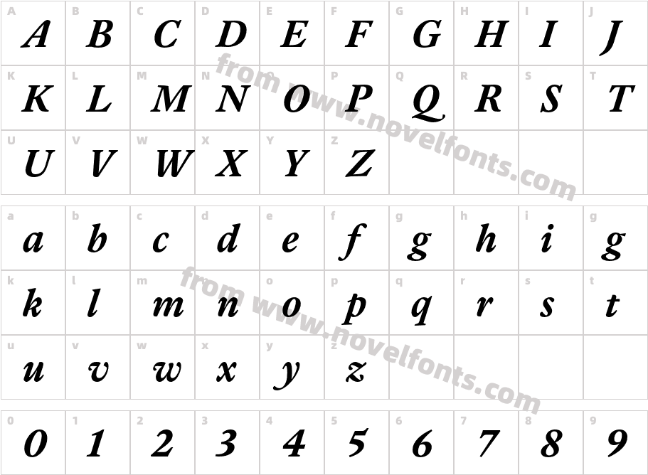 Guyot Text Semibold ItalicCharacter Map