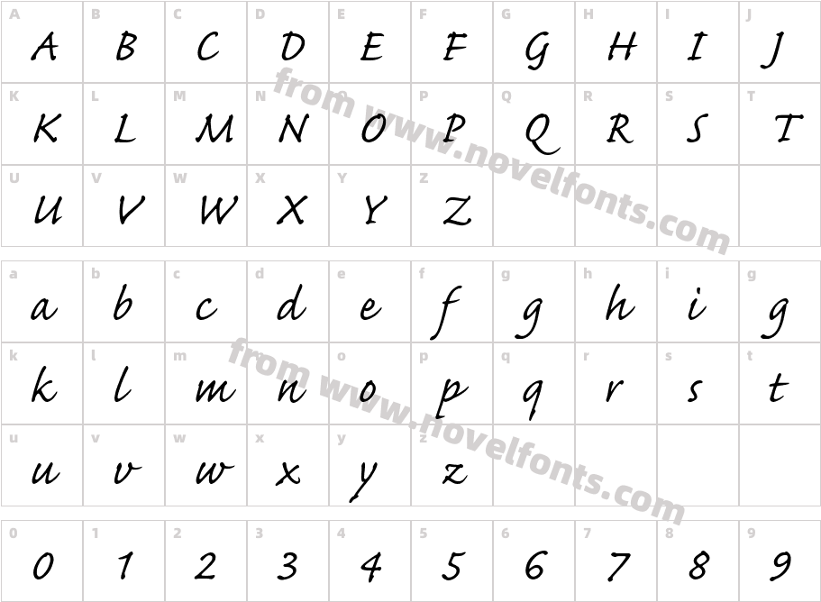 HP Caflish ItalicCharacter Map