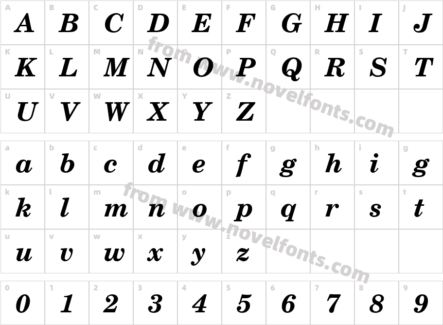 HP Centur Bold ItalicCharacter Map