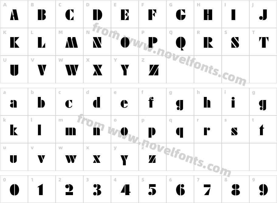 HP Dur BoldCharacter Map