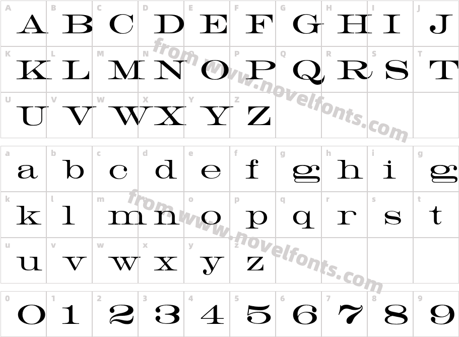 HWT Roman Extended LightfaceCharacter Map