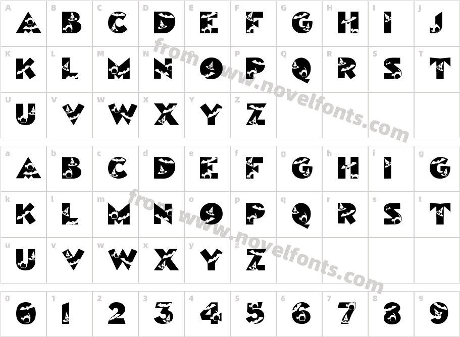 Halloween Kiddy FontCharacter Map