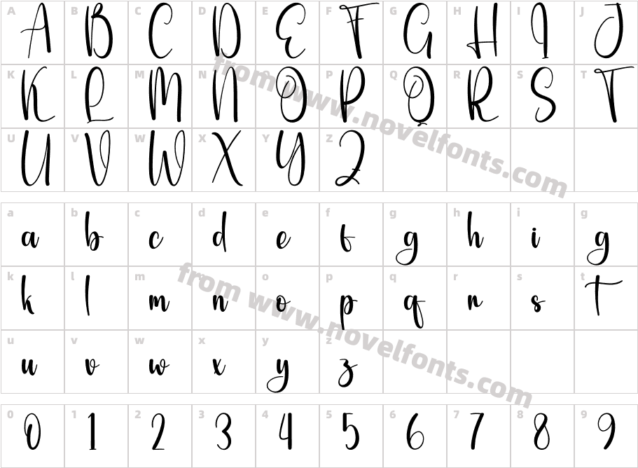 Handwriting RegularCharacter Map