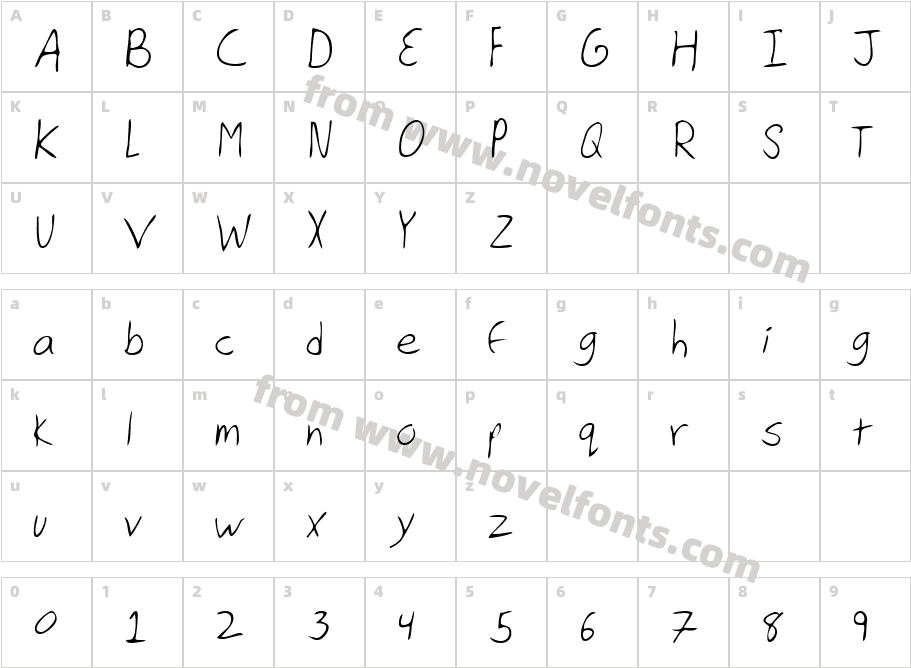 Harmons Hand RegularCharacter Map