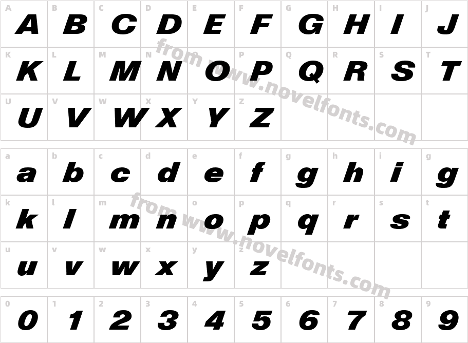 Hegel Diagonal Bold ItalicCharacter Map