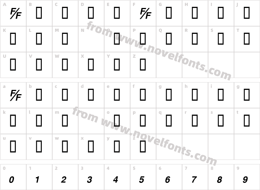 HelvFB Bold ObliqueCharacter Map