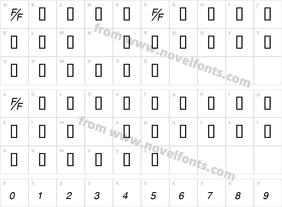 HelvFB ObliqueCharacter Map