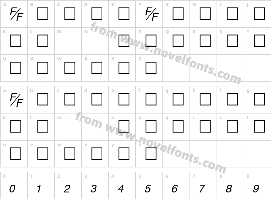 HelvFE ObliqueCharacter Map