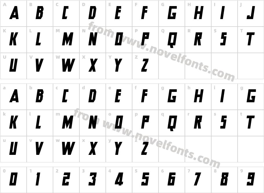 Hero ItalicCharacter Map