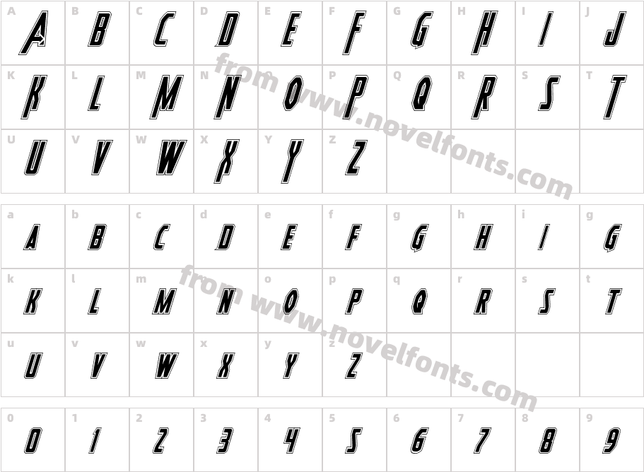 Heroes Assemble Academy ItalicCharacter Map