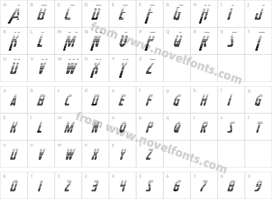 Heroes Assemble Gradient ItalicCharacter Map