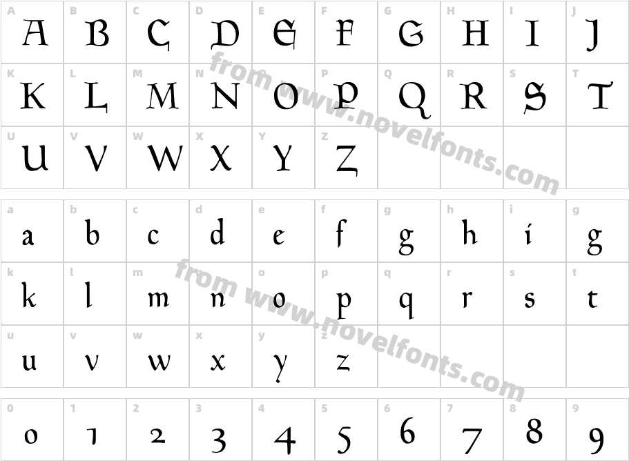 Hingham Text NormalCharacter Map