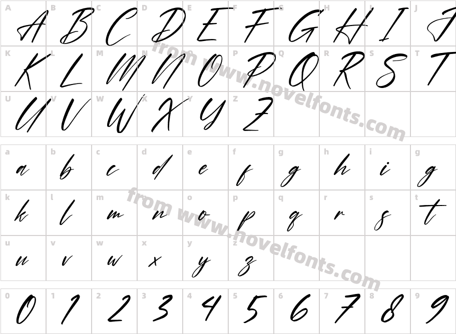 Hirarki Signature ItalicCharacter Map