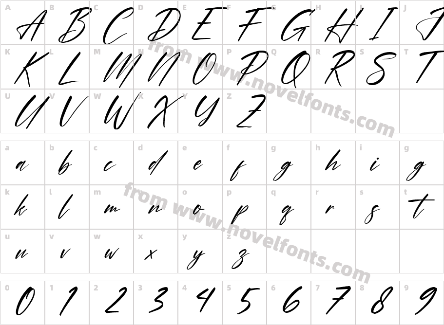 Hirarki Signature ItalicCharacter Map