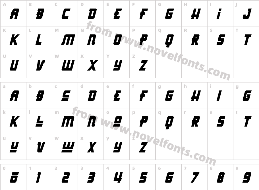 Hong Kong Hustle Condensed ItalicCharacter Map