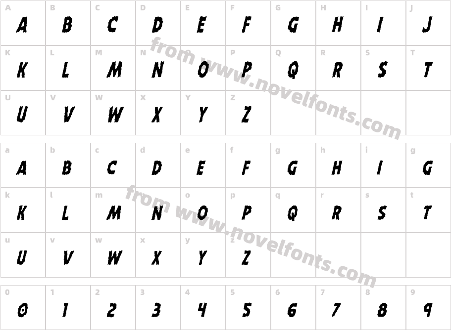 Horroween Condensed ItalicCharacter Map