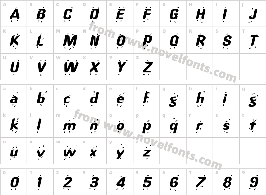 Hot Stuff Extended ItalicCharacter Map