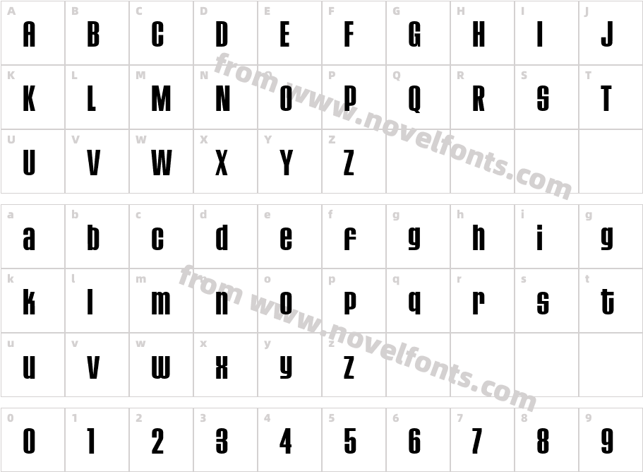 House Gothic Bold ThreeCharacter Map