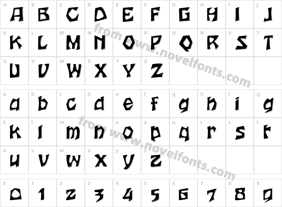 Houtsnee FinelineCharacter Map