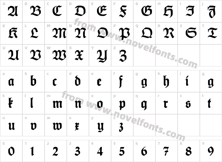 Humboldt Fraktur BoldCharacter Map