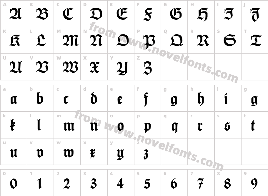 Humboldt FrakturUNZ1ACharacter Map