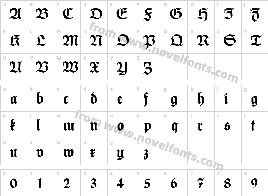 Humboldt FrakturUNZ1LCharacter Map