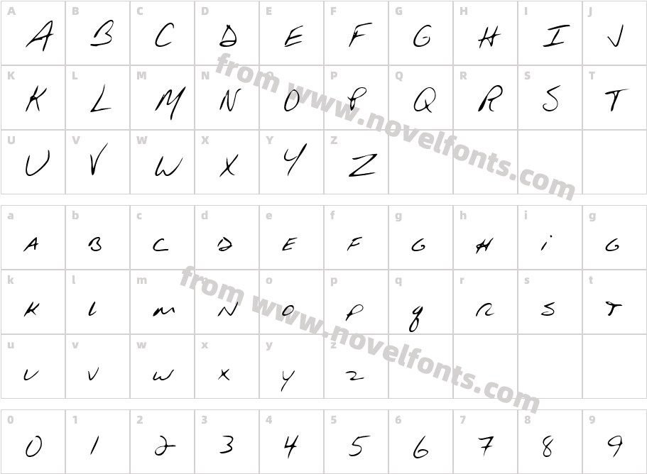 Hunters Hand RegularCharacter Map