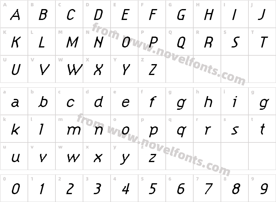 Hype Style ItalicSWFTECharacter Map