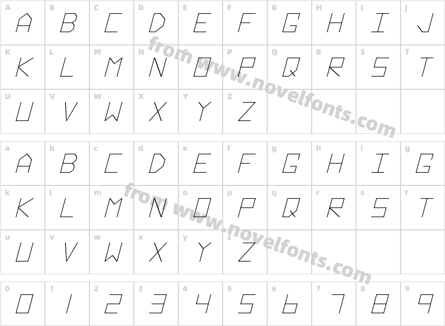 Hyperspace ItalicCharacter Map