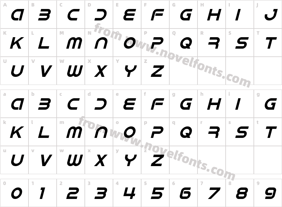 IDroid ItalicCharacter Map