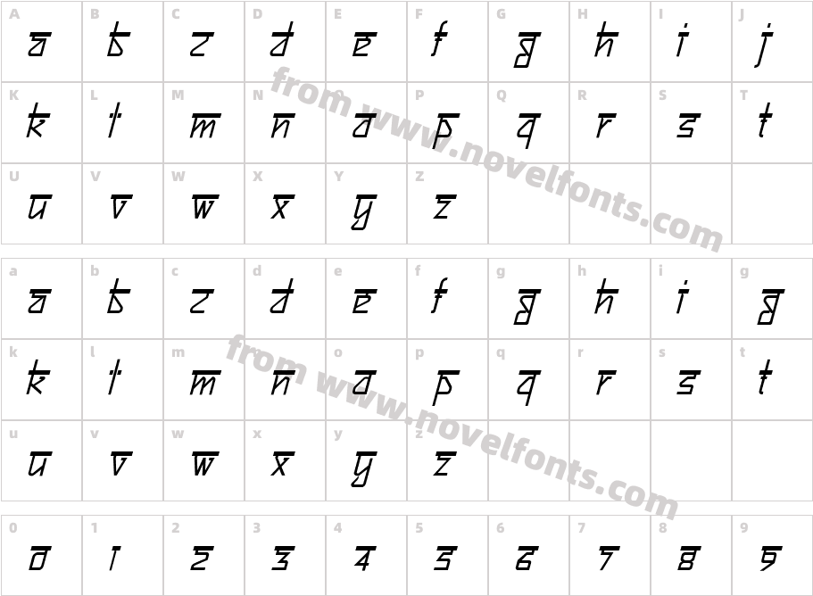 Bitling sujatra ItalicCharacter Map