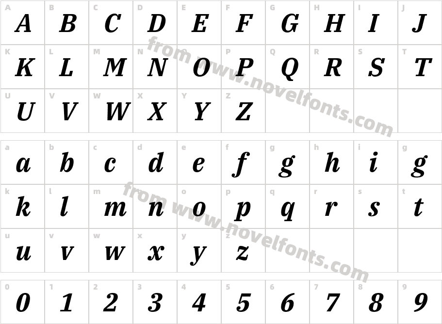 IBM Plex Serif Bold ItalicCharacter Map