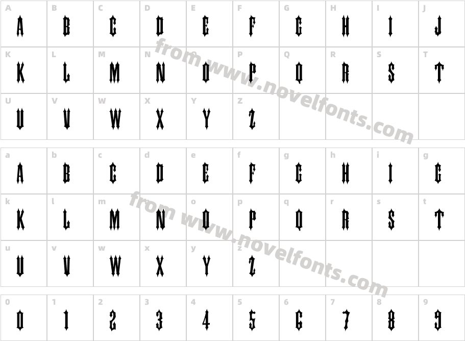 IRONWOOD MediumCharacter Map