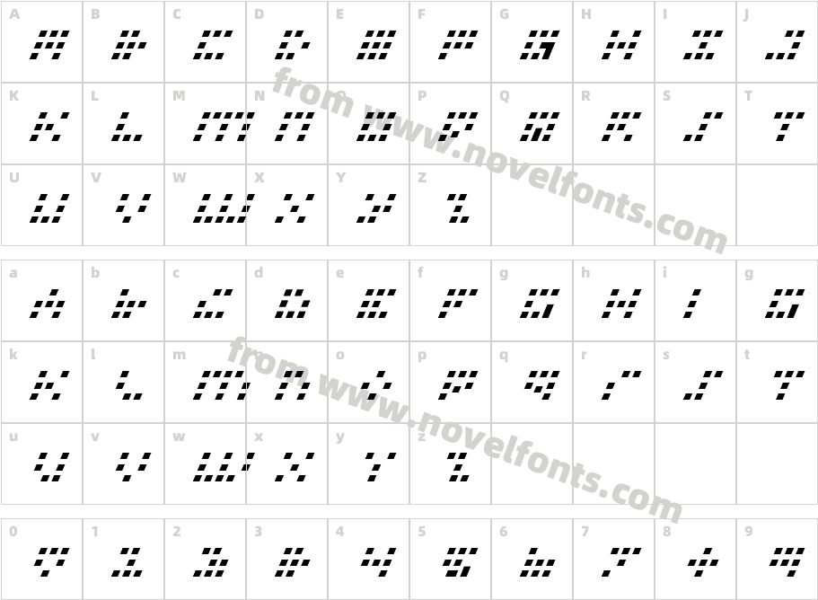 Iconian ItalicCharacter Map