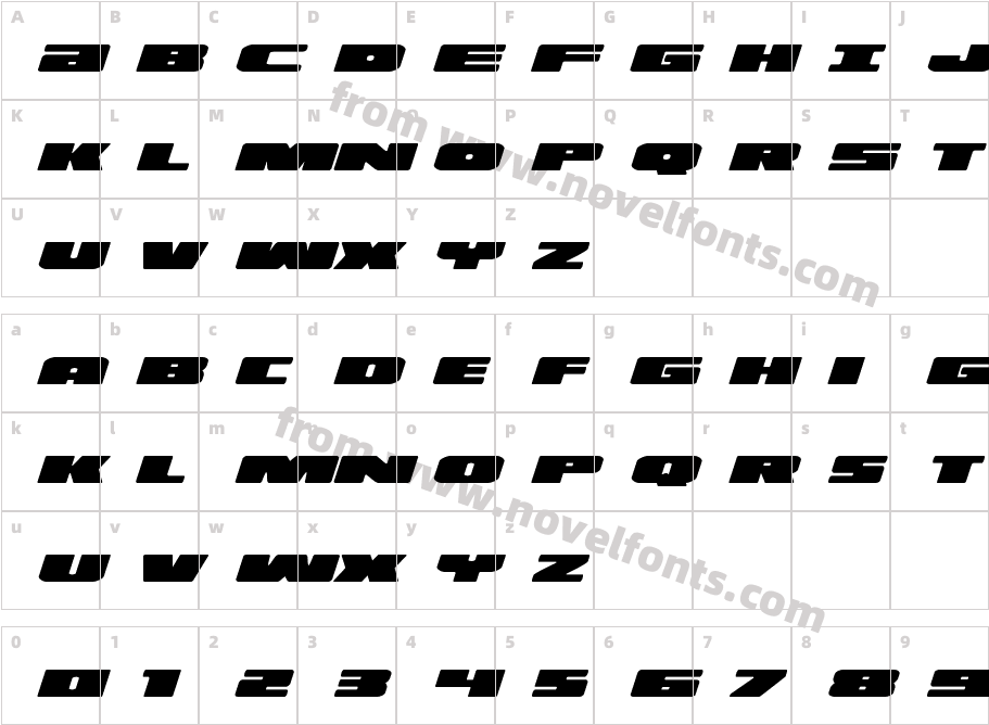 Illumino Expanded ItalicCharacter Map