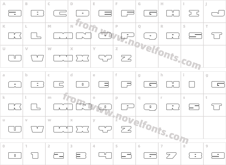 Illumino OutlineCharacter Map