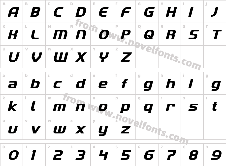 Imaki Bold ItalicCharacter Map