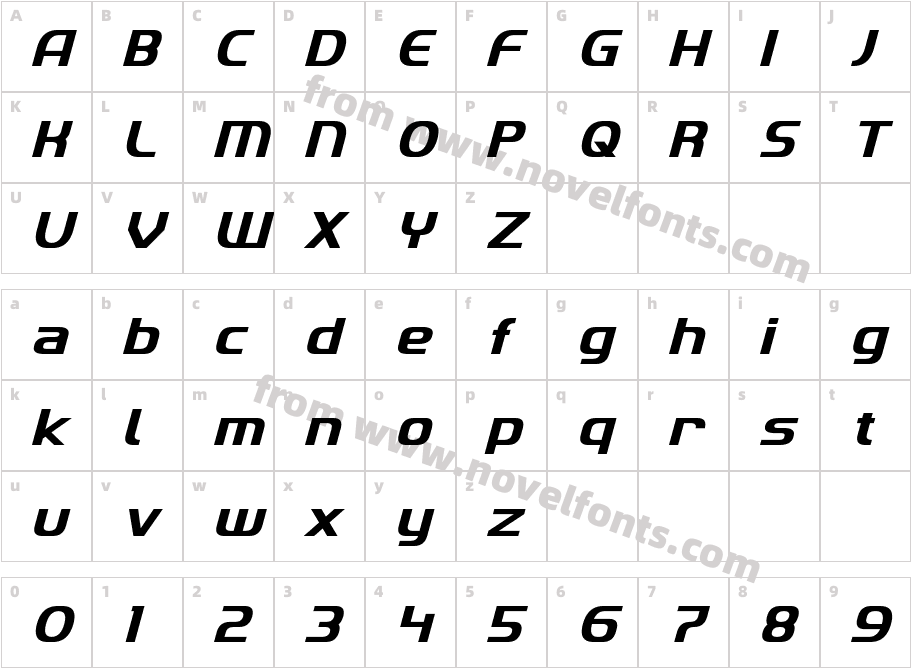 Imaki ItalicCharacter Map