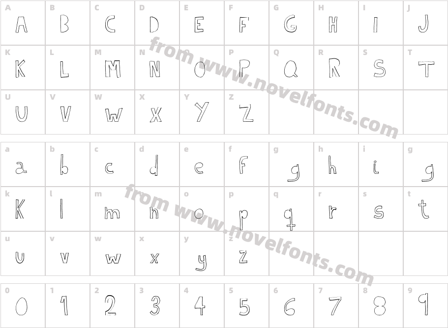 Indietronica-ultrathin-byPistoCaseroCharacter Map