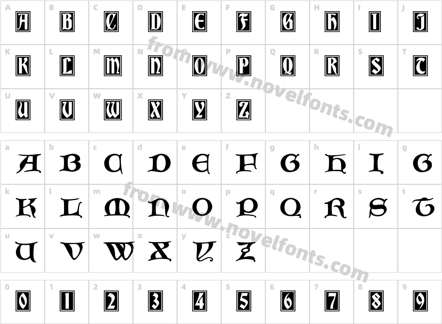 Initials Bradleyand Caxton NormalCharacter Map