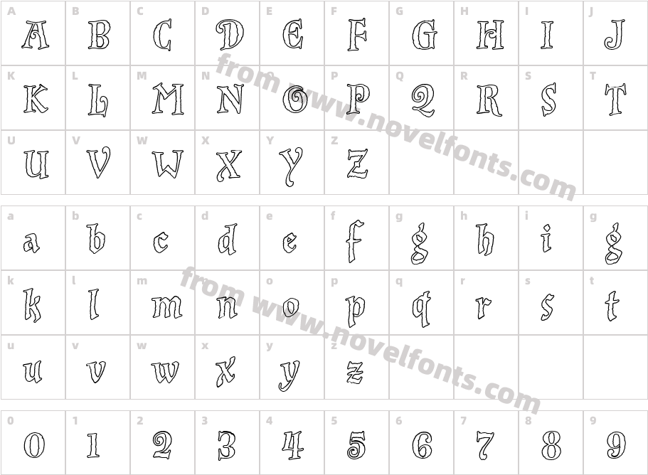 InkPotOutlineCharacter Map