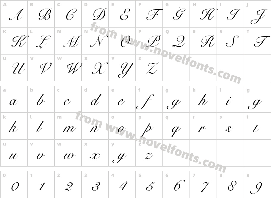 Bitstream RoundhandCharacter Map